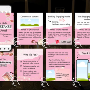 Editable Pink Instagram Carousel Templates – 100 Canva Designs with PLR/MRR Rights