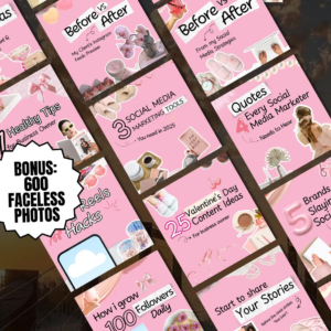 Editable Pink Instagram Carousel Templates – 100 Canva Designs with PLR/MRR Rights